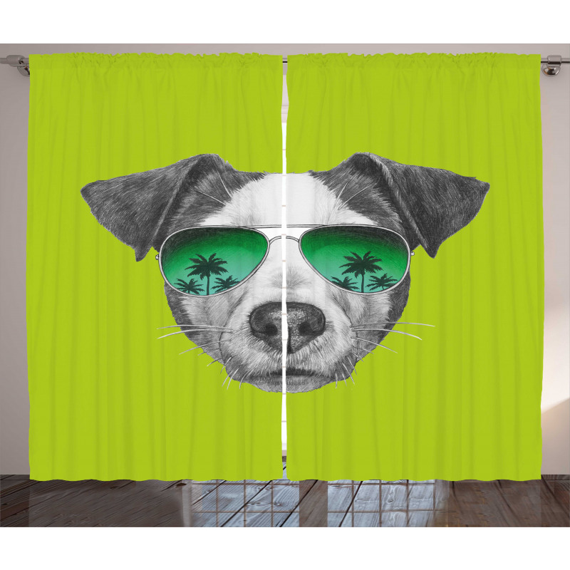 Dog with Glasses Tree Curtain