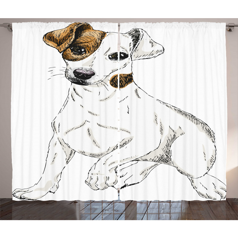 Graphic Puppy Portrait Curtain