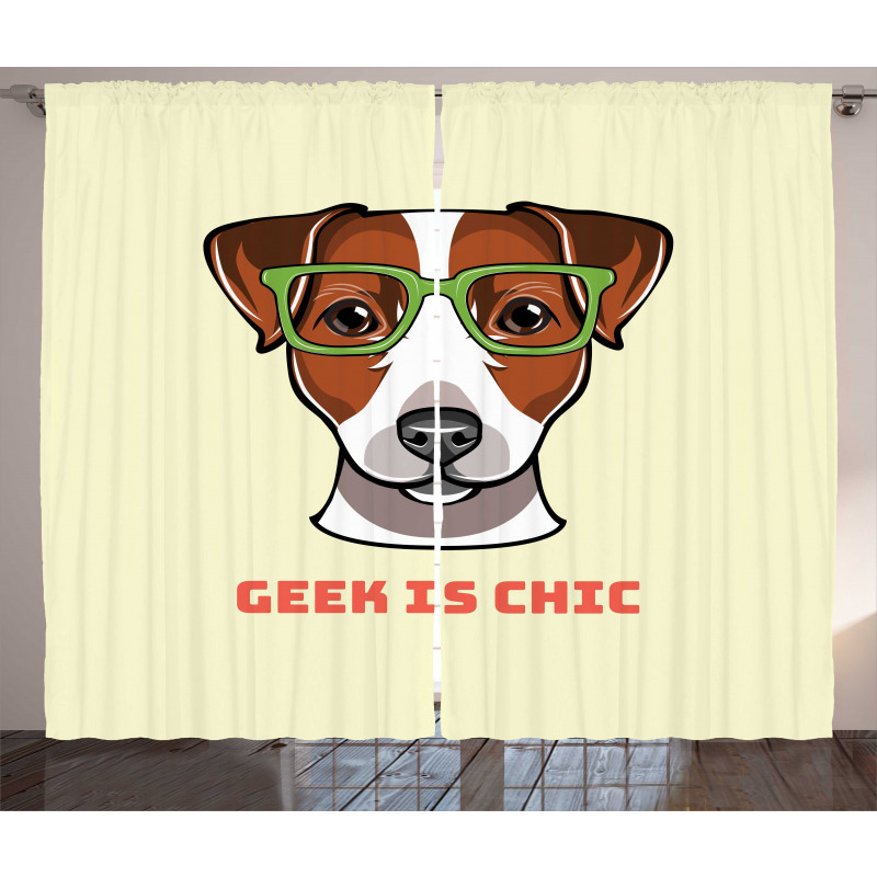 Dog in Smart Glasses Curtain