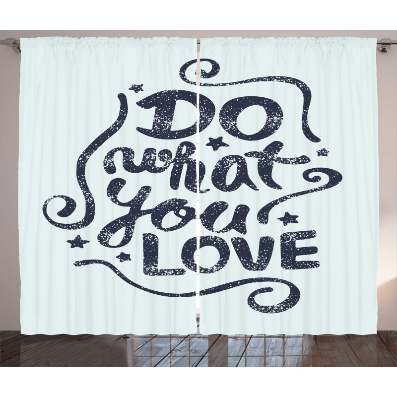 Lettering Blue Grunge Star Curtain