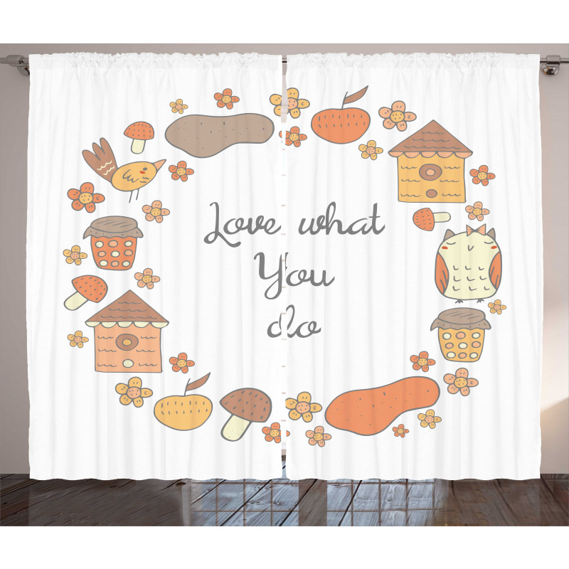 Warm Autumn Tones Cartoon Curtain