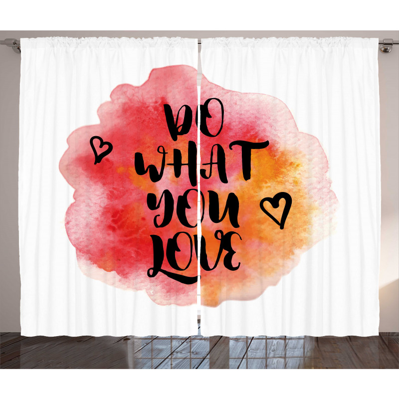 Hearts with Grunge Message Curtain