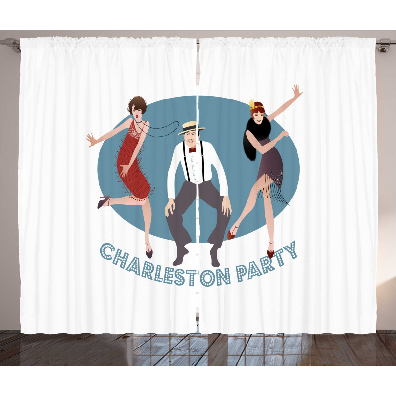 Vintage Dancing People Curtain