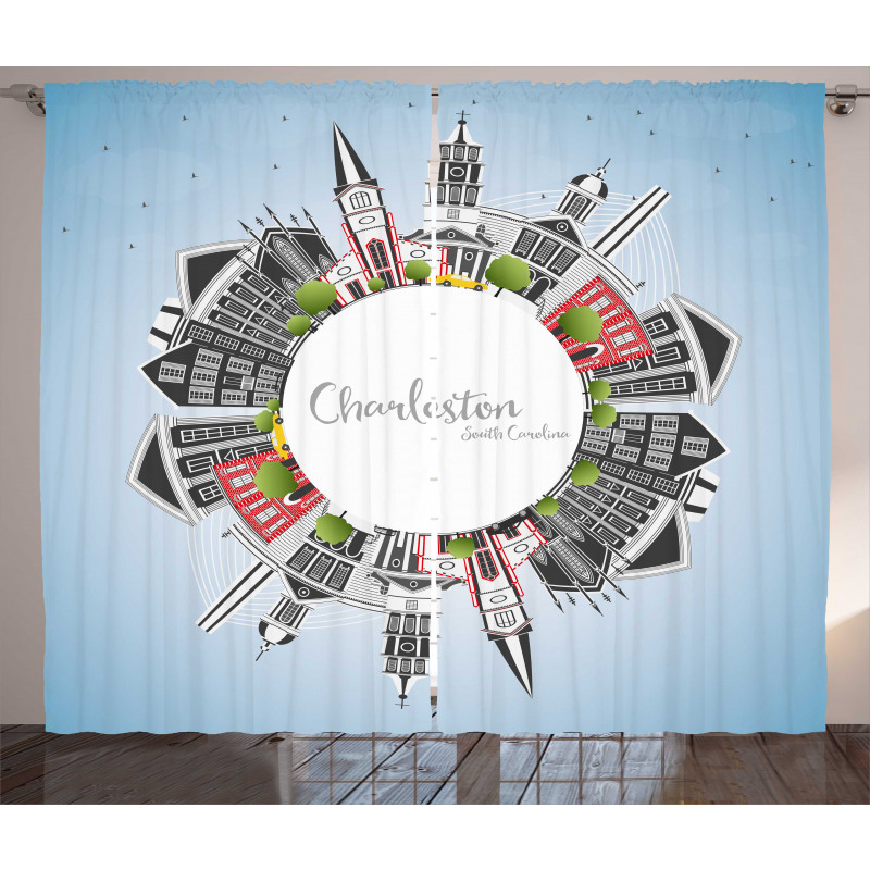 Buildings on a Globe Curtain