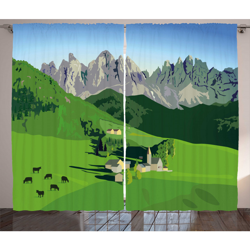 Alpine Mountains Meadow Curtain