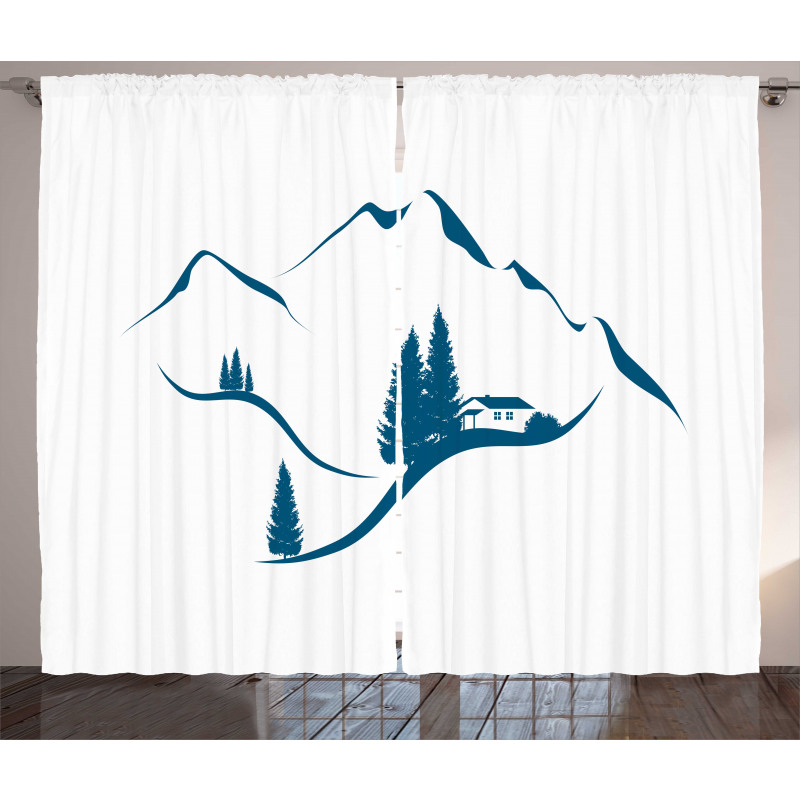 Chalet and Fir Trees Curtain