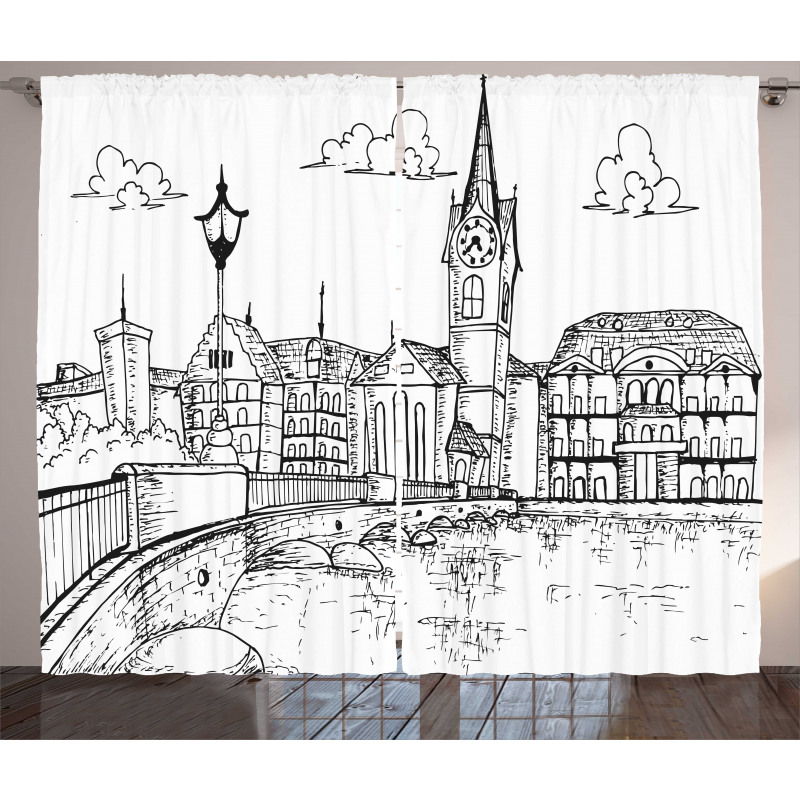 Sketch Style Zurich Curtain