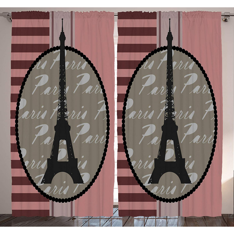 Vintage Eiffel Silhouette Curtain