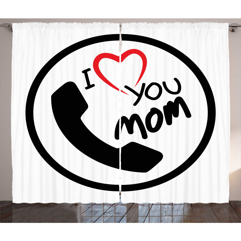 I Love You Mom Message Curtain