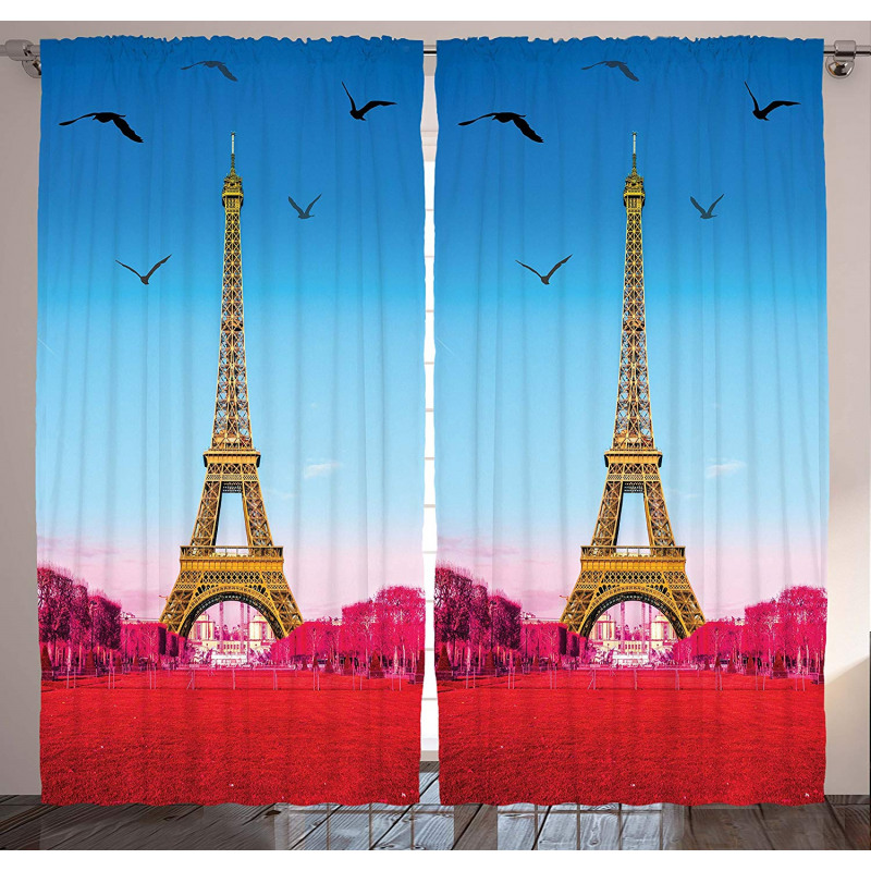 Abstract Grass Eiffel Tower Curtain