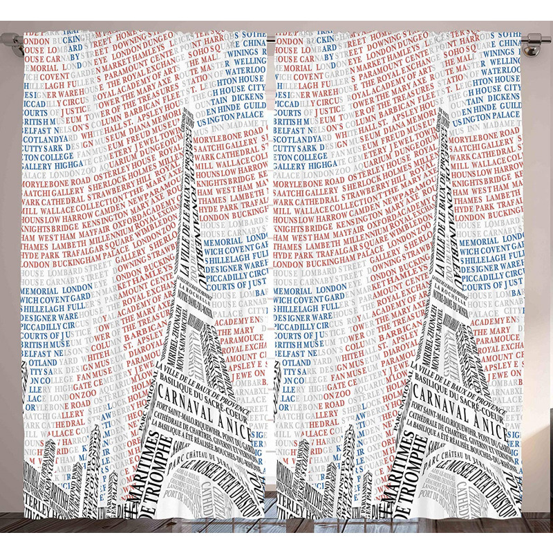 Eiffel Tower on Union Jack Curtain