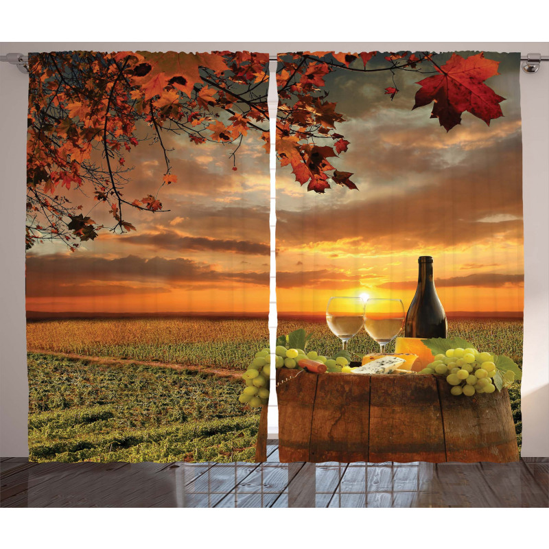 Tuscany Land Rural Field View Curtain