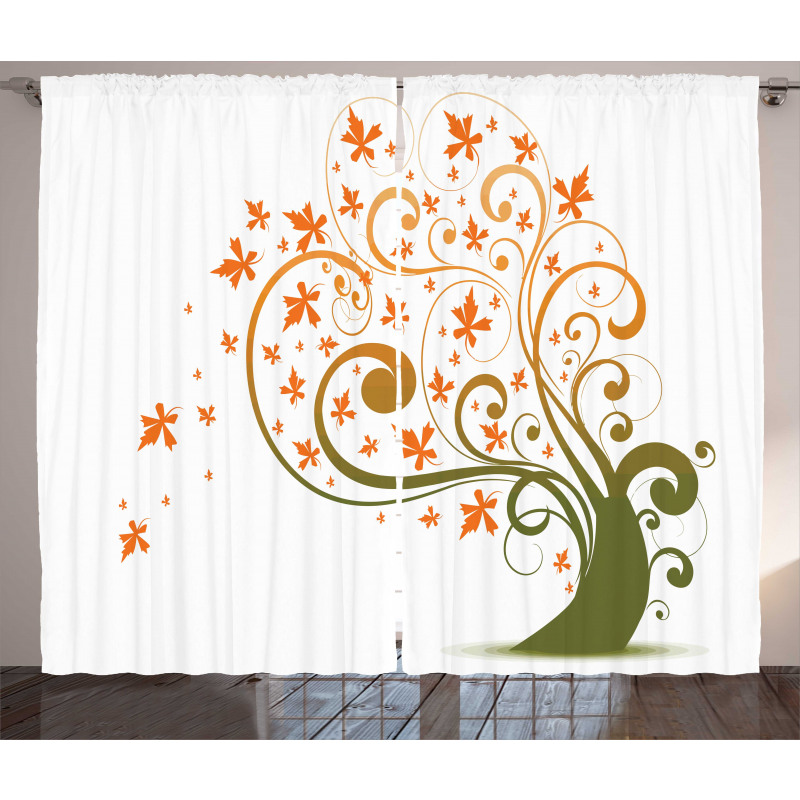 Abstract Autumn Tree Ornament Curtain