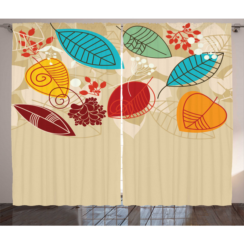 Autumn Inspired Botanical Art Curtain