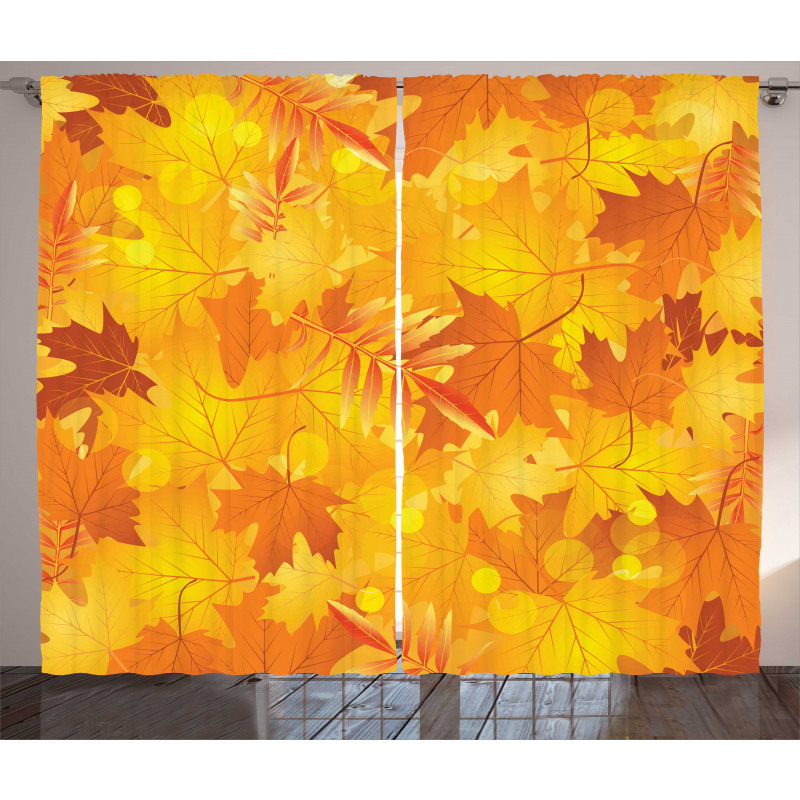 Graphic Pile of Dried Leaves Curtain