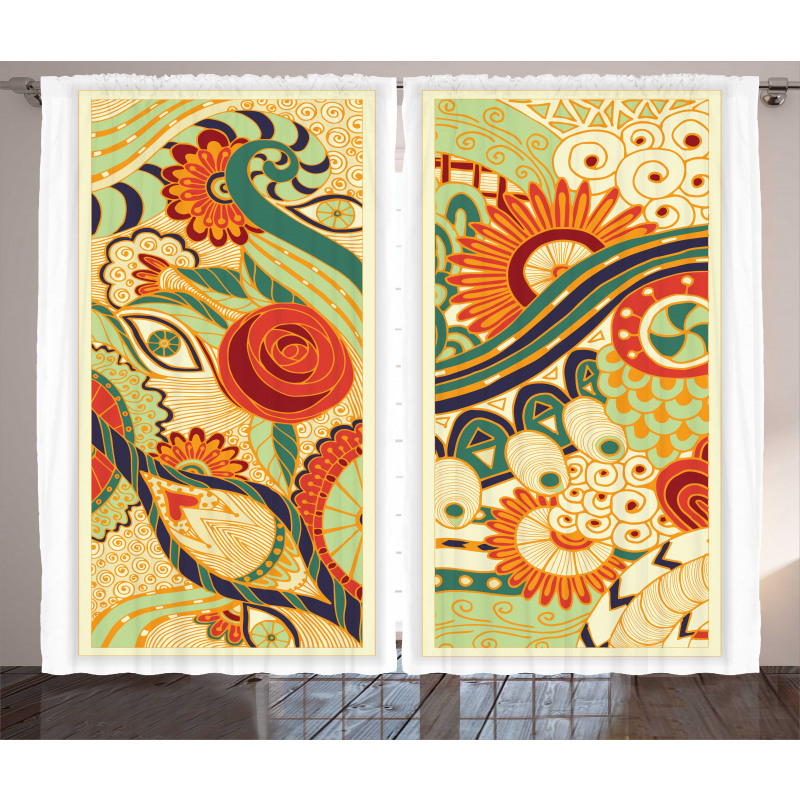 Mosaic Floral Composition Art Curtain