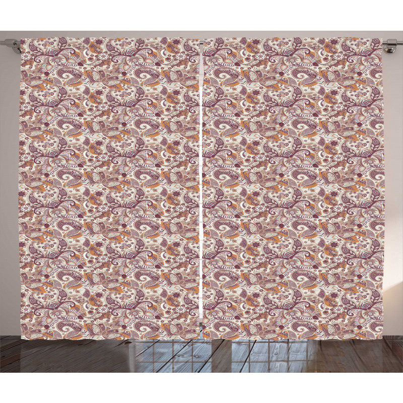 Paisley Floral Vintage Art Curtain