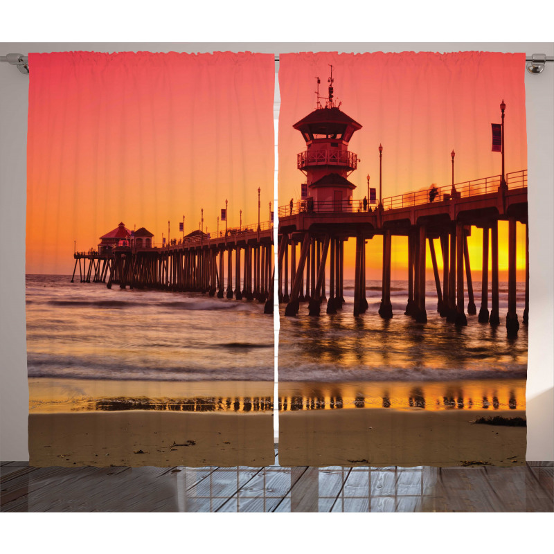 Huntington Beach Pier Sunset Curtain