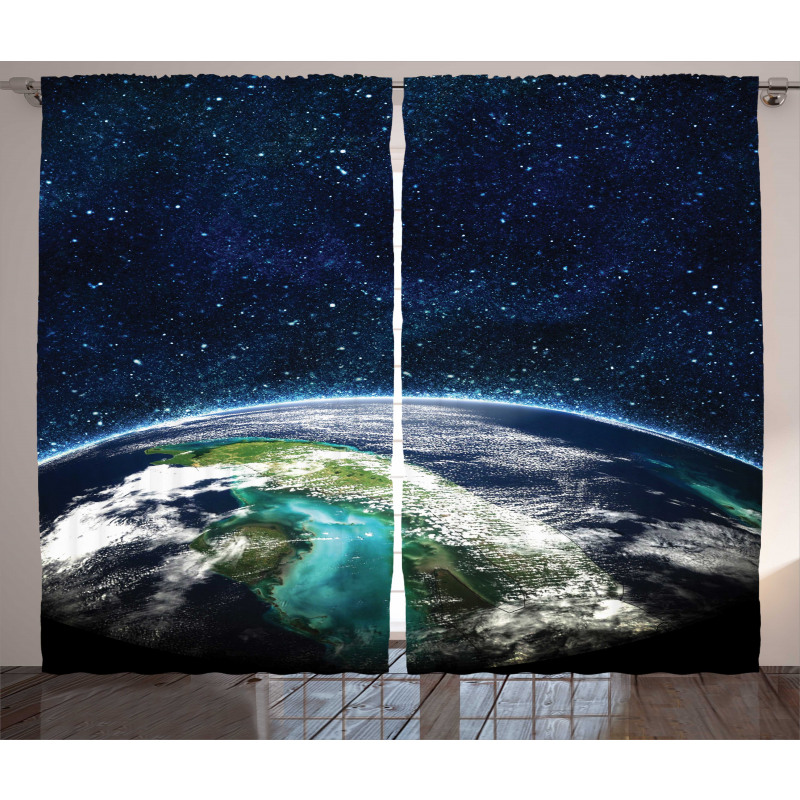 Nebula Earth and Stars Curtain