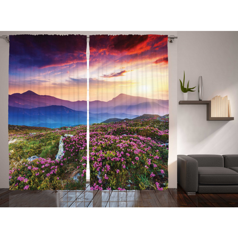 Summer Day Floral Panorama Curtain