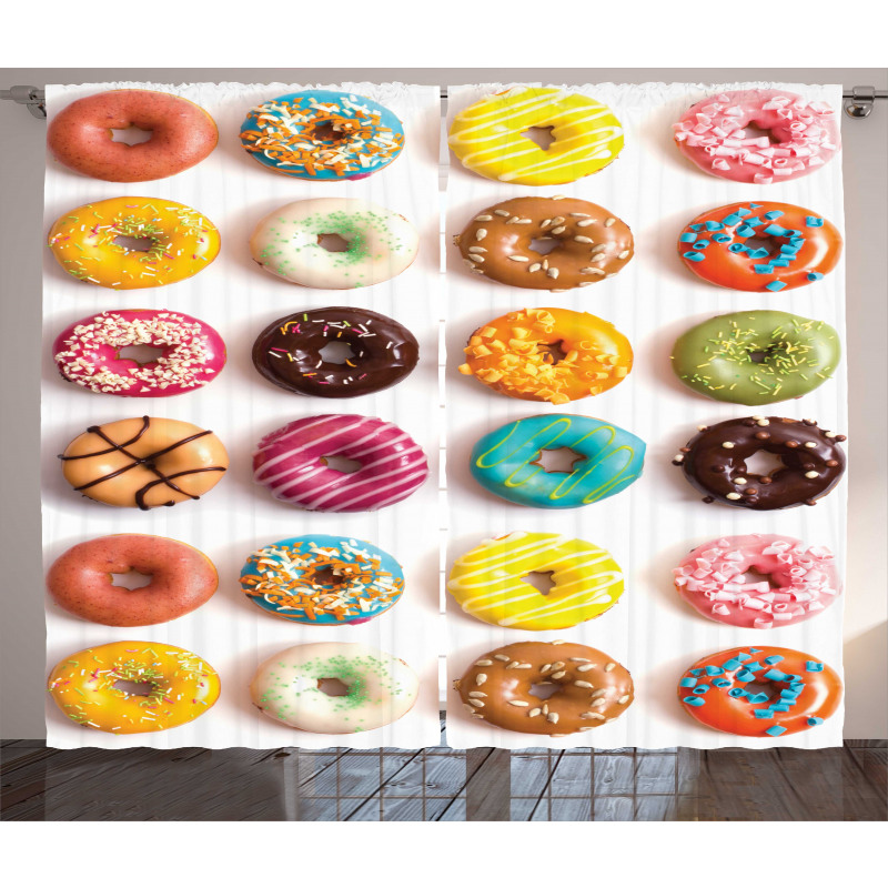 Tasty Colorful Donuts Curtain