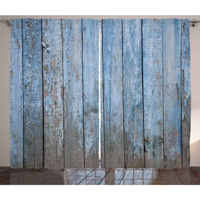 Grungy Painted Wooden Fence Curtain