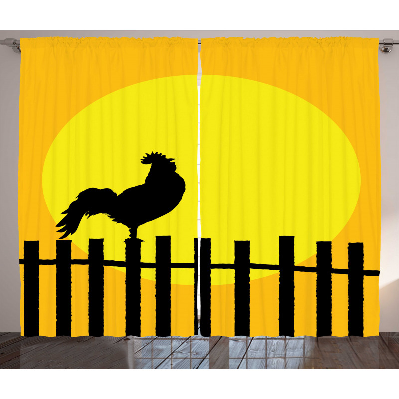 Rooster Silhouette Sunrise Curtain