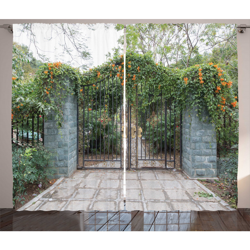 Wrought Floral Garden Gate Curtain