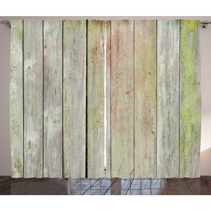 Old Rural Grungy Wooden Fence Curtain