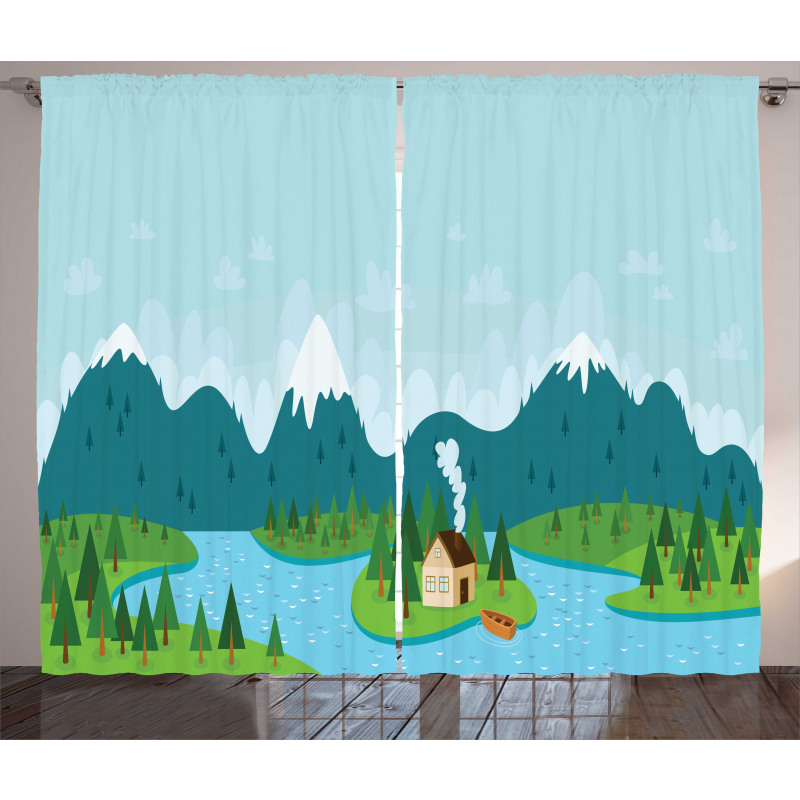 Rural Home Mountains Curtain