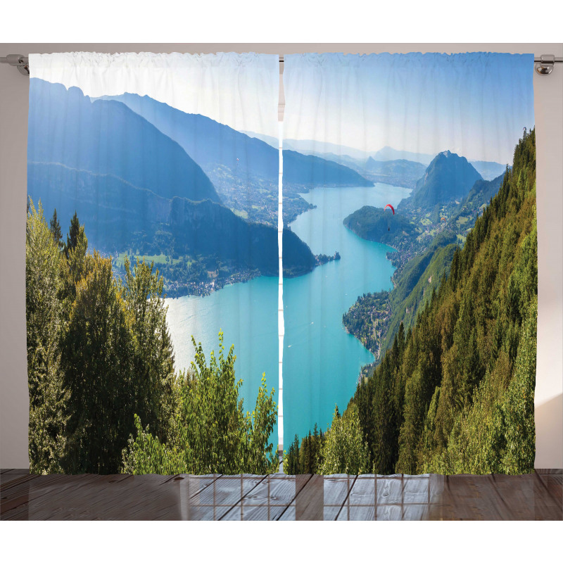 Aerial Annecy Lake Pine Curtain