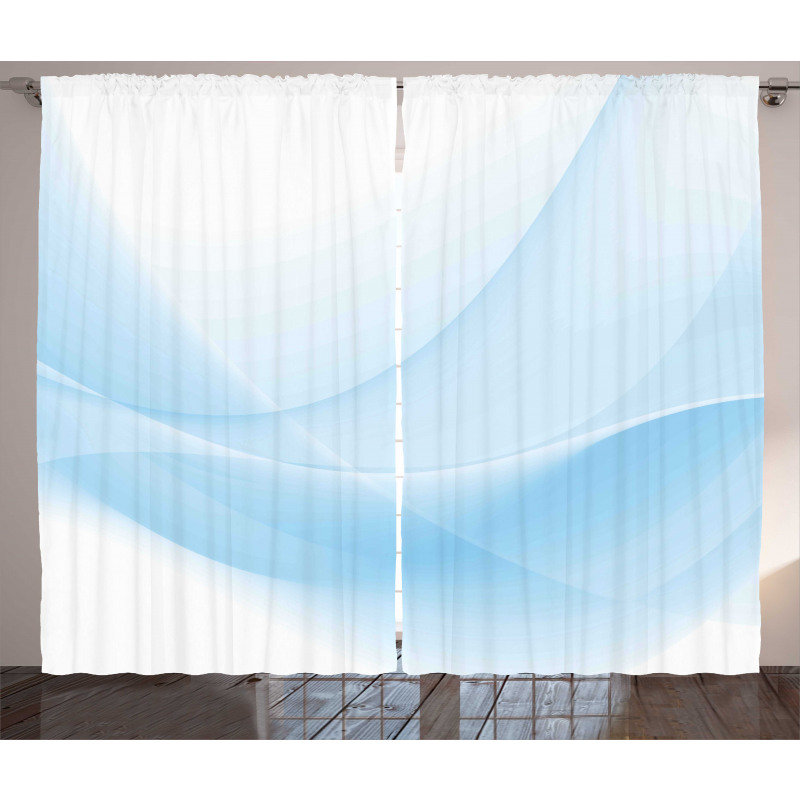 Flowing Wavy Effect Print Curtain