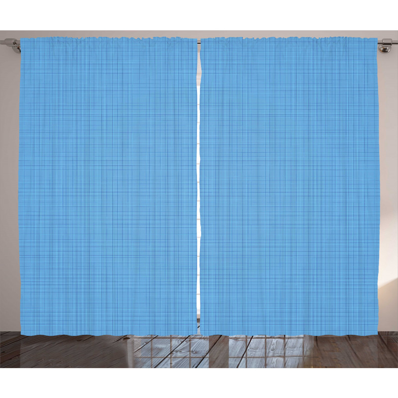 Lines and Strips Blue Abstract Curtain