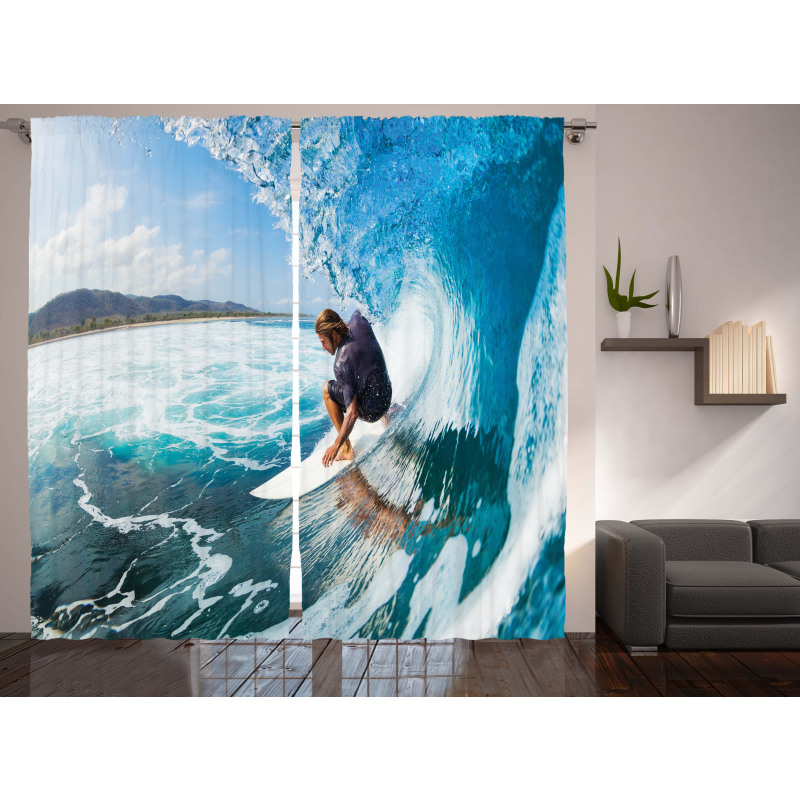 Coastal Surfing on Waves Curtain