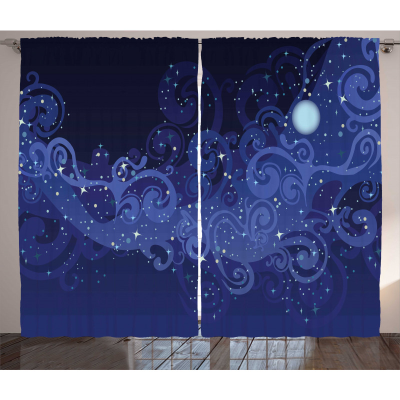 Abstract Starry Night Moon Curtain