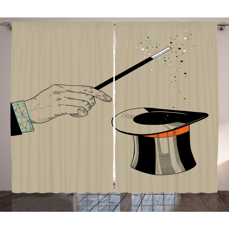 Magician Magic Wand and Hat Curtain