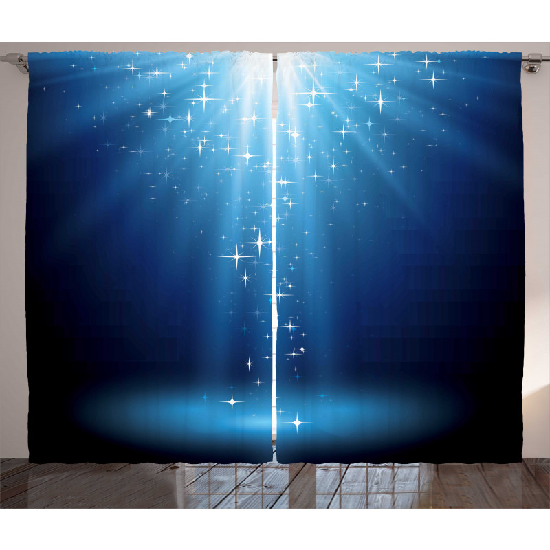 Star Night Vibrant Blue Tones Curtain