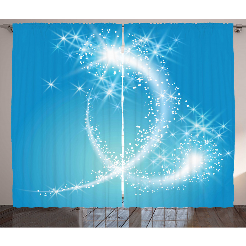 Swirling Stars with Tail Art Curtain