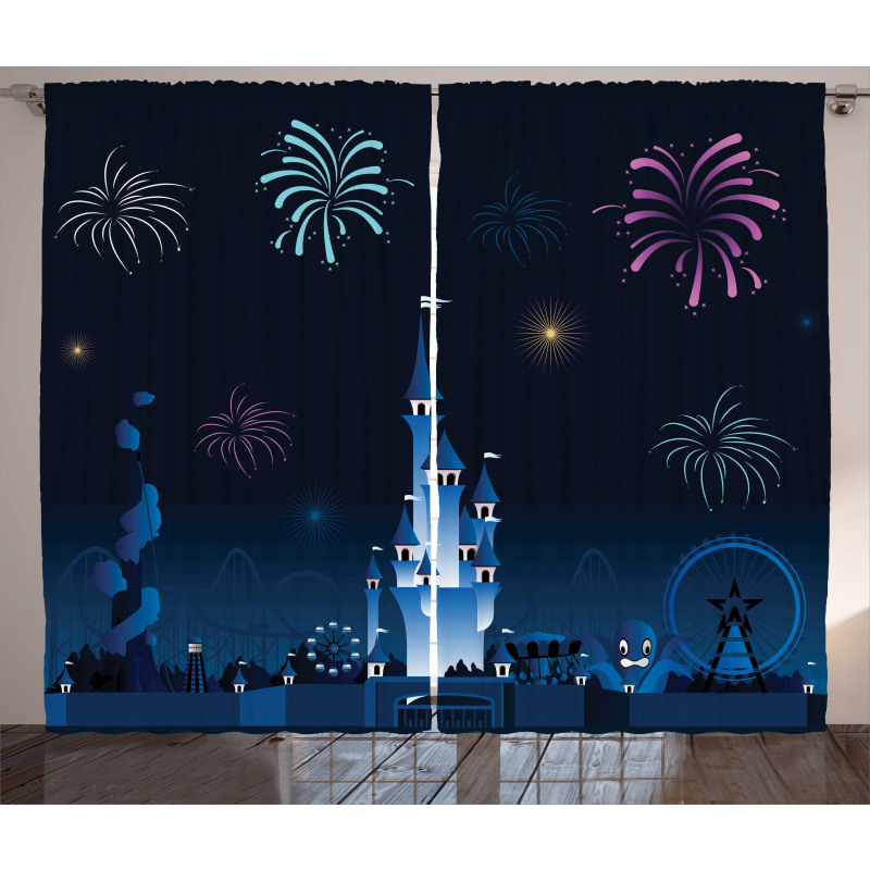 Children Park Firework Castle Curtain