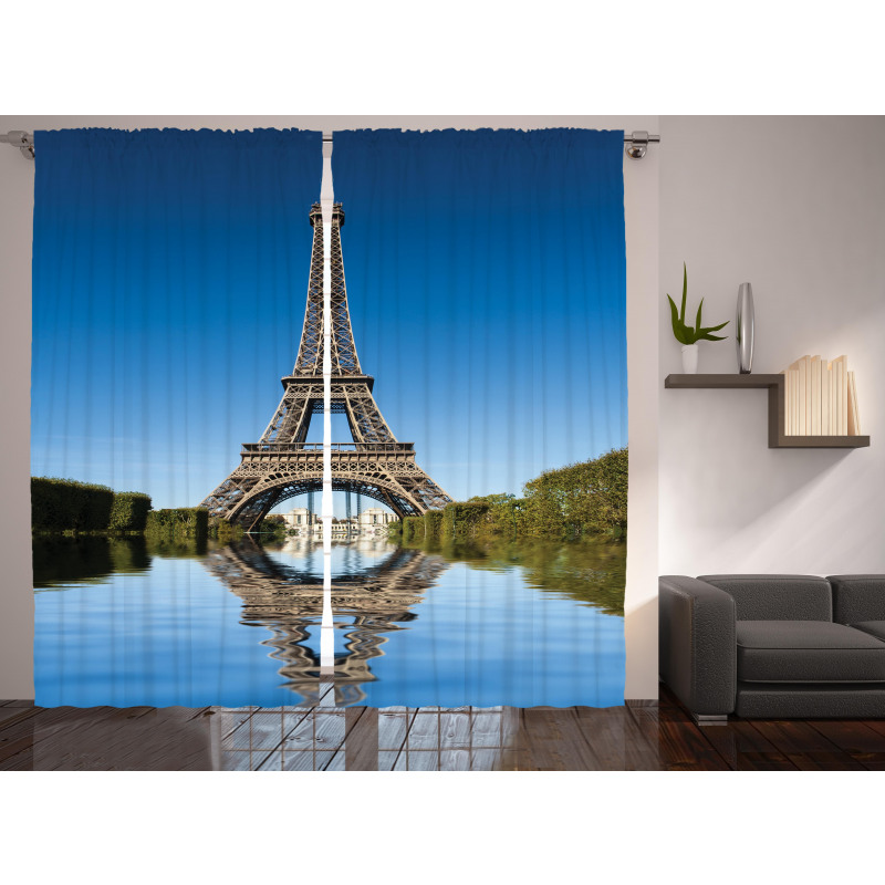 Eiffel Water Reflection Curtain