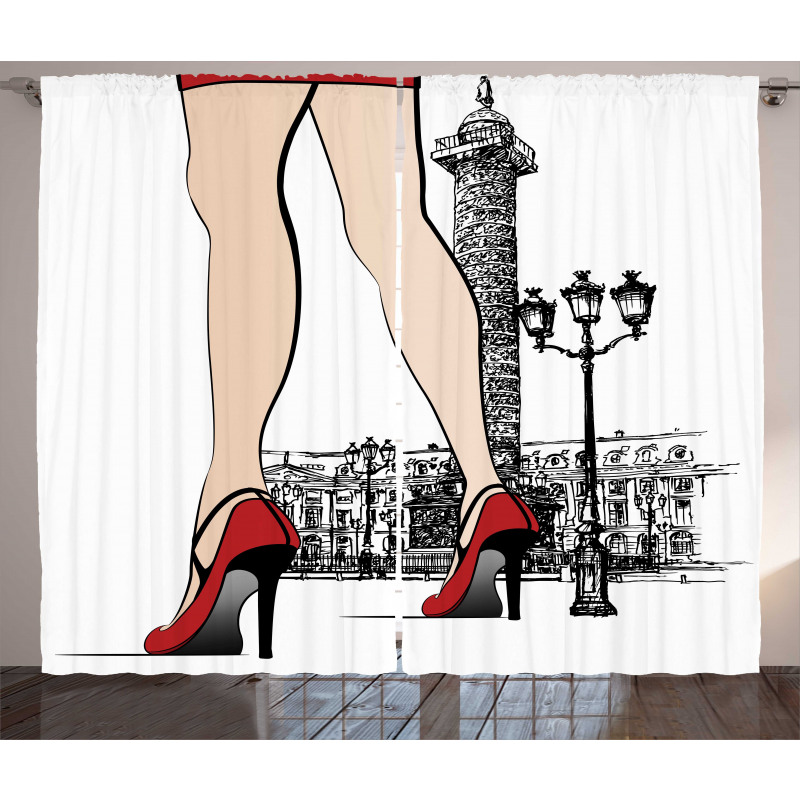 Woman Legs Paris Vendome Curtain