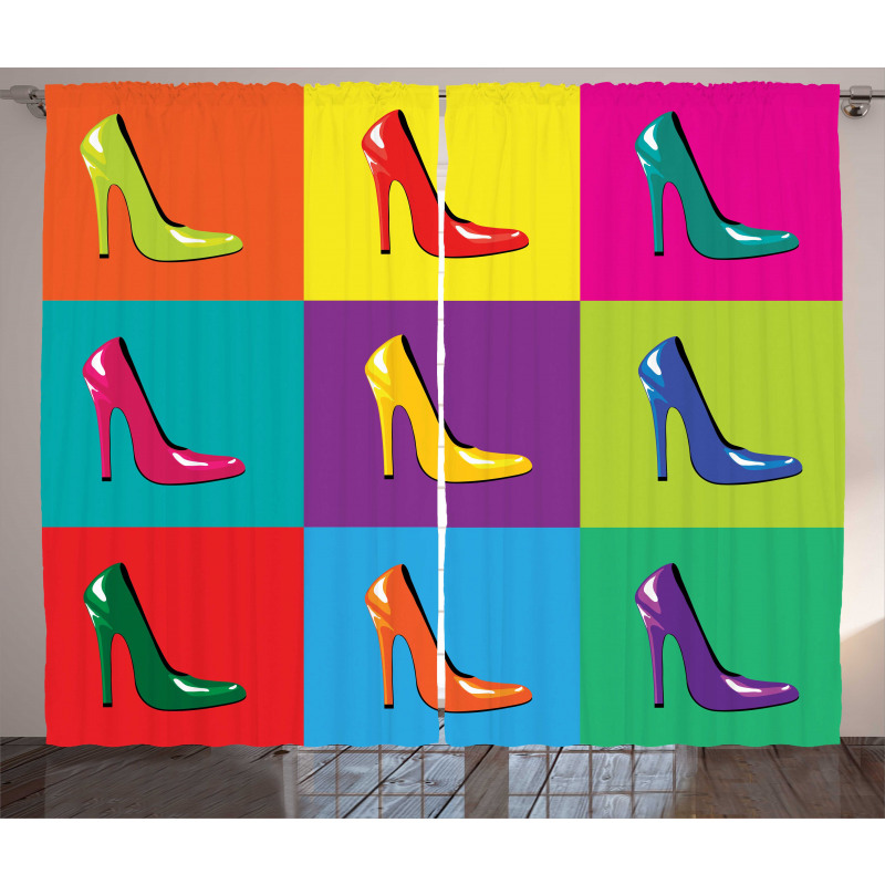 Colorful Shoes Pop Art Curtain