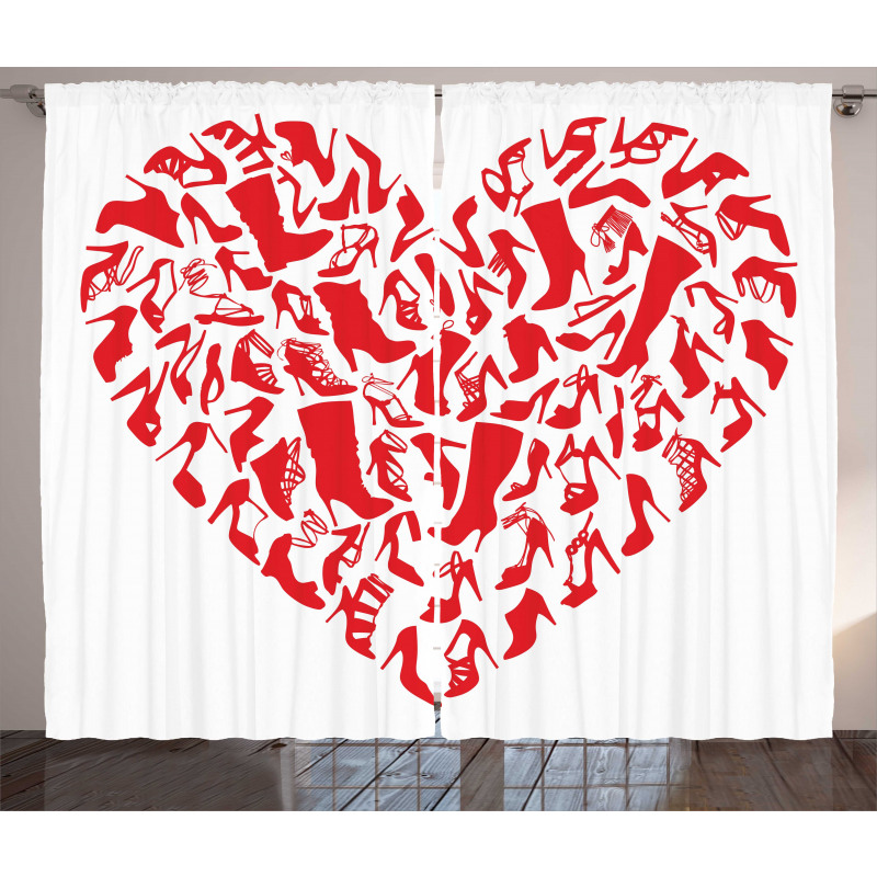 Heart Shoe Silhouettes Curtain