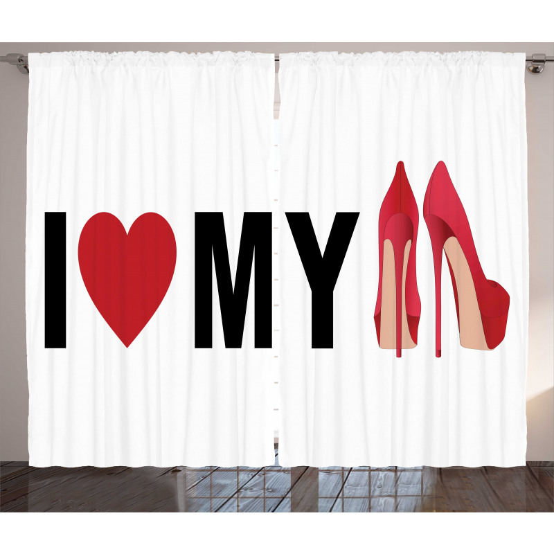 I Love My Shoes Heart Curtain