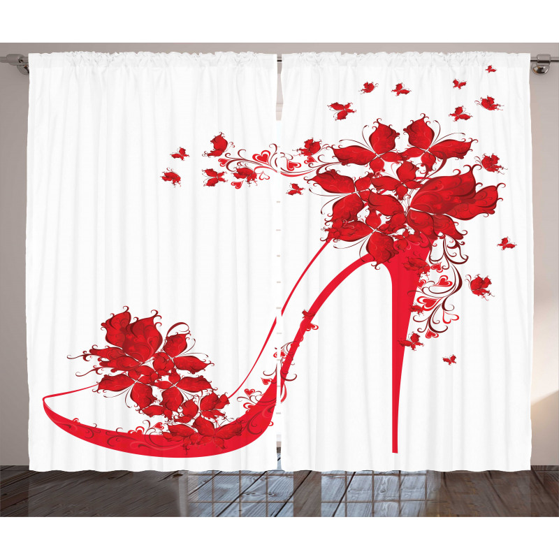 Shoe Butterflies Flowers Curtain