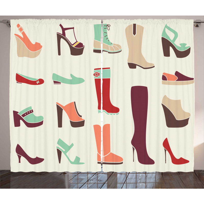 Flat and High Heel Shoes Curtain