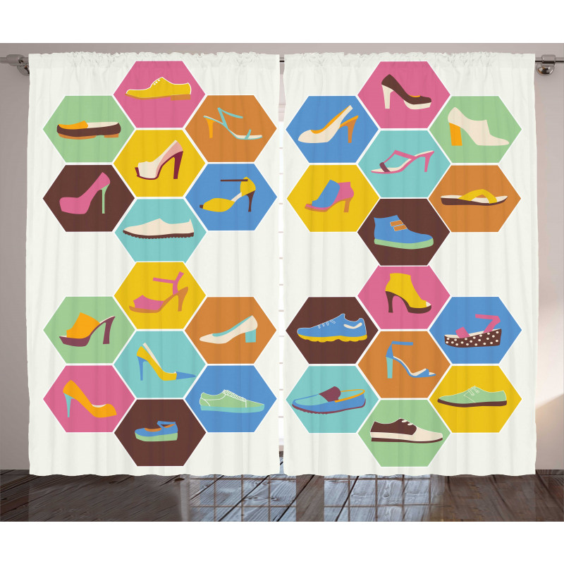 Shoe in Hexagons Curtain