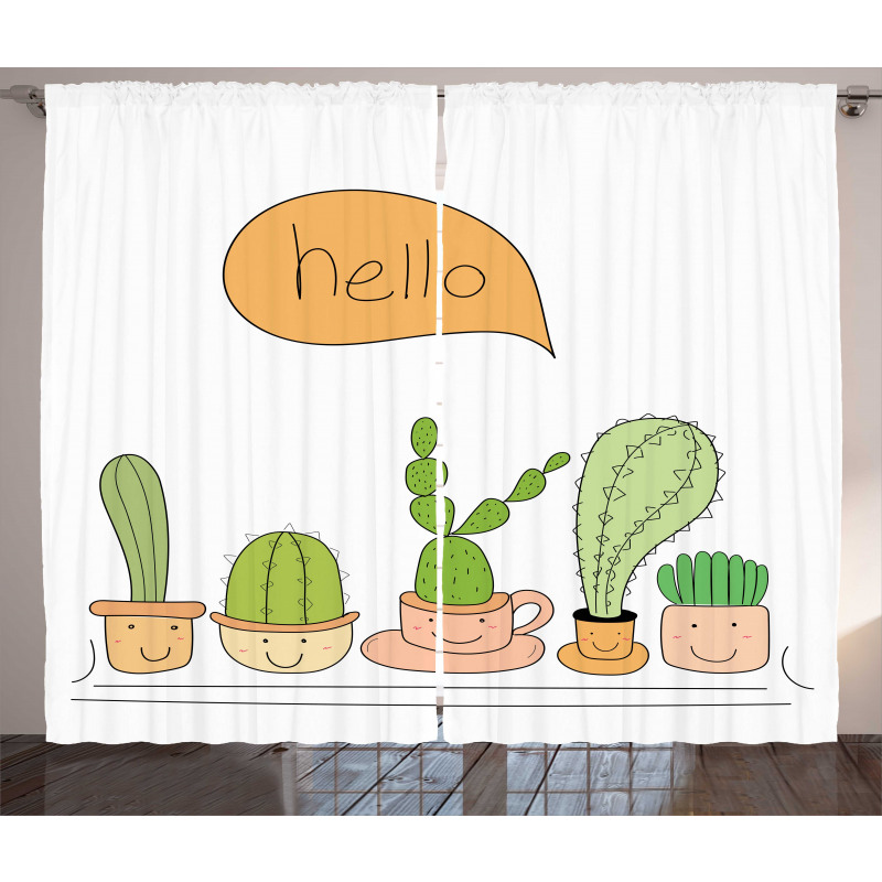 Home Plants in Smiling Pots Curtain