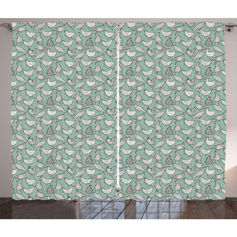 Poultry Polka Dots Animal Curtain