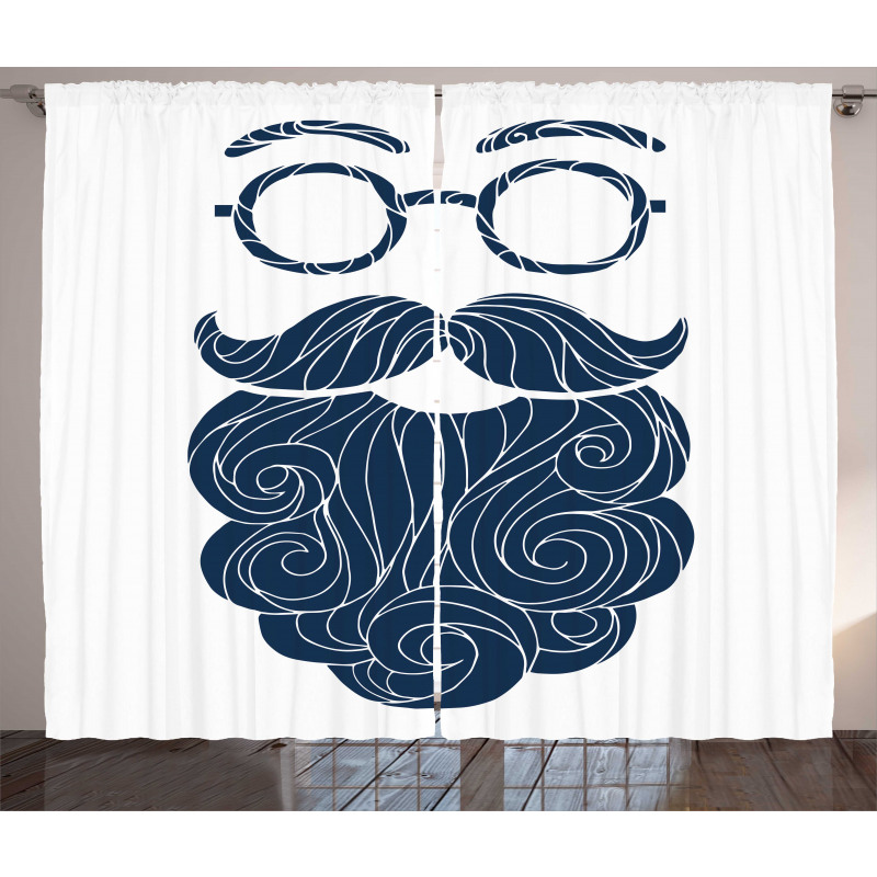 Hipster Fashion Beard Glasses Curtain